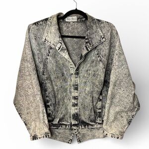 Vintage 90s Paris Blues Acid Wash Cropped Denim Jacket USA Made